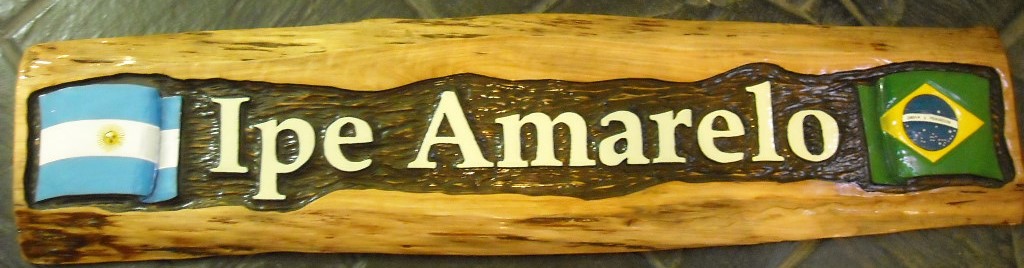 Cartel de Ipe Amarelo tallado en madera